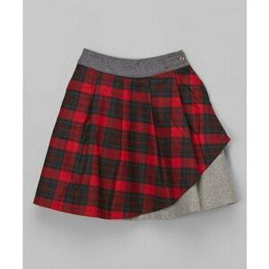 Junee Girls Skirt Modest Red Plaid Pleated Wool-Blend